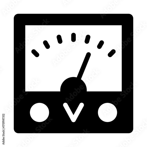 electric voltage check glyph icon using voltmeter device