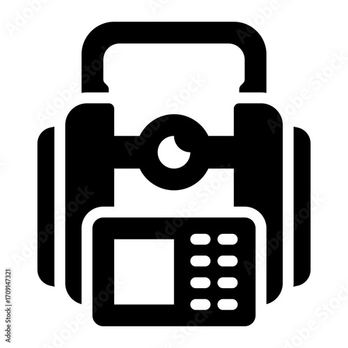 land surveying glyph icon using theodolit in field work