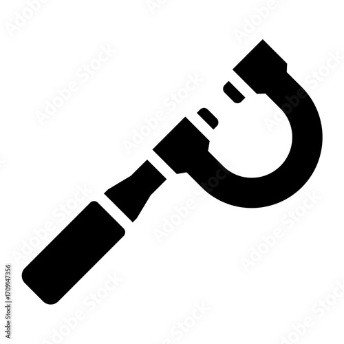 small object measuring glyph icon using micrometer in lab