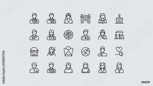 Collection of professional occupation icons vector art representing diverse career choices and job opportunities