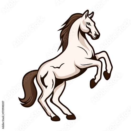 Vector Illustration of a Rearing Horse – Wild Stallion Mascot, Equestrian and Farm Animal Graphic”