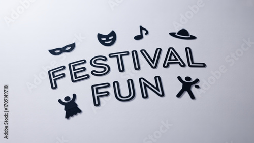 Festival events and fun activities concept with masks music and people celebrating for entertainment 100 char