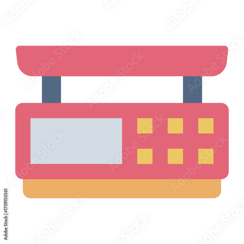 weighing groceries flat icon in store or kitchen setup