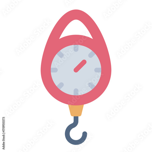 market weight checking flat icon using hanging scale