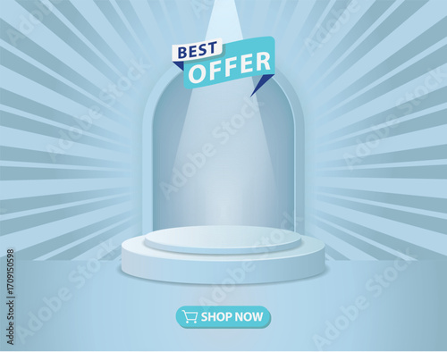Best Offer Light Blue Pedestal Template EPS Vector