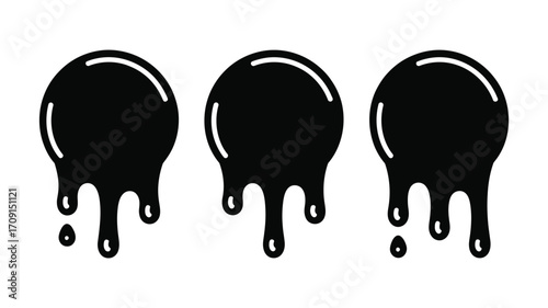Dripping Paint Vector Elements,  Liquid Flow Silhouettes, Melted Circle Logos, Paint Drop Symbols, Artistic Splashes for Graffiti Art, Branding, T-Shirts, Prints, and Design Projects