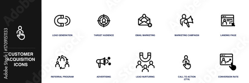 Customer Acquisition Line Icon Set