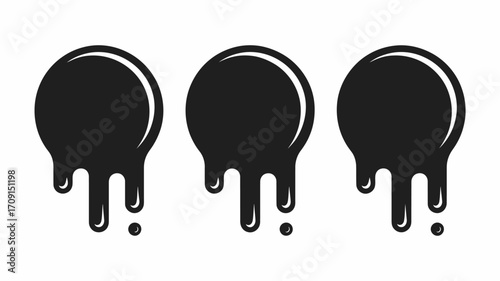 Dripping Paint Icon Set,  Vector Liquid Shapes, Melted Circle Logos, Paint Flow Symbols, Artistic Splashes, Fluid Drop Graphics for Branding, Print, Poster, and Creative Projects