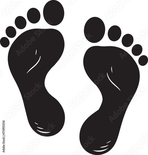 Footprint Vector Icon - Barefoot Symbol and Logo Design