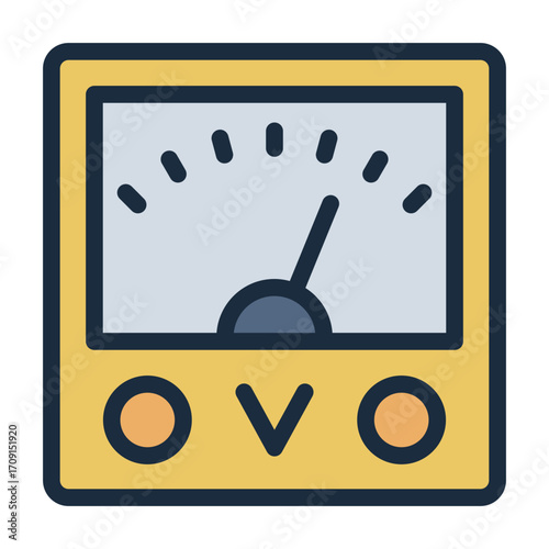 electric voltage check filled line icon using voltmeter device