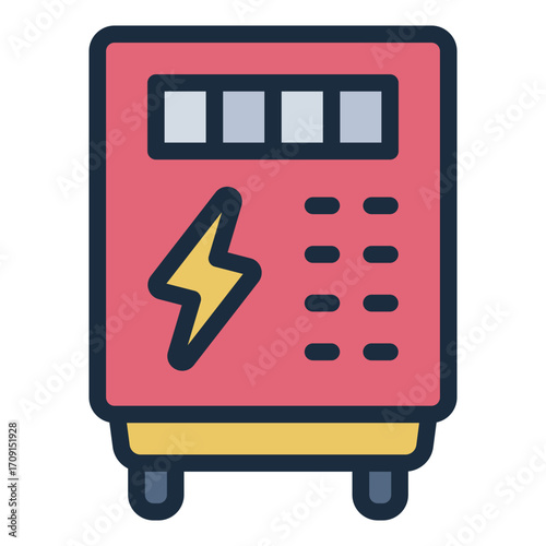 monitoring power usage filled line icon using electric meter