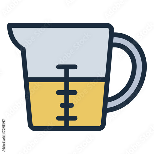 liquid volume measure filled line icon using jug in kitchen task