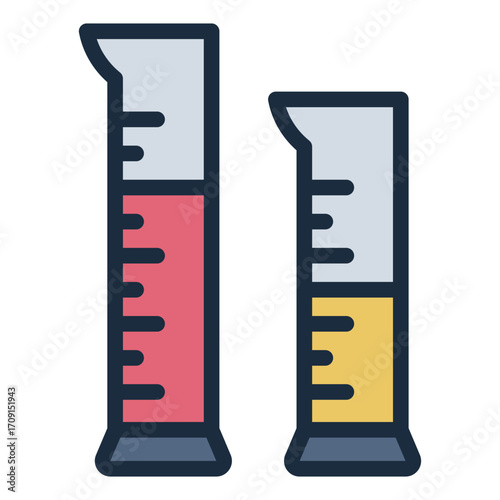 measuring liquid volume filled line icon using cylinder in lab