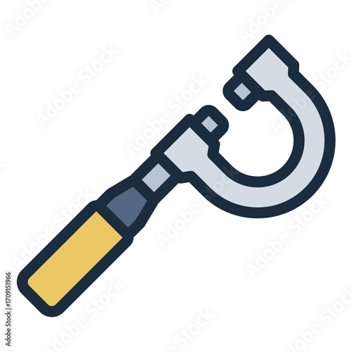small object measuring filled line icon using micrometer in lab