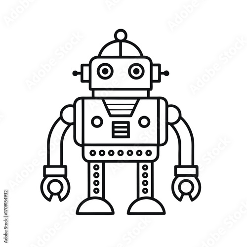 Retro robot toy illustration in vintage style