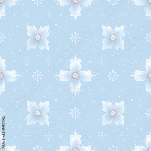 Blue Snowflake Seamless Pattern
