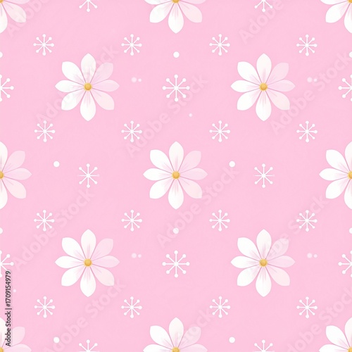 Pink Floral and Snowflake Pattern