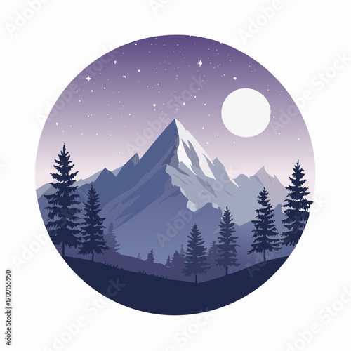 Nighttime Mountain Landscape A Serene View of Majestic Peaks Under a Starry Sky