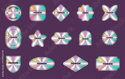 Set of holographic sticker design in various shape