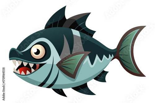 vector illustration of a piranha fish