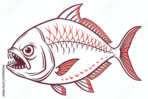vector illustration of a piranha fish