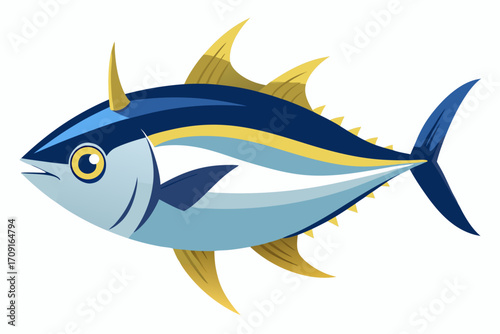 Tuna fish on white background