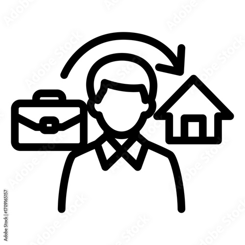 Remote Work Balance Line Icon of Work-Life Balance Icon Set