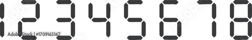 Digital number display vector illustration, electronic clock digits design, seven segment numeric typeface, modern technology countdown symbols, electronic timer interface, scoreboard style numbers