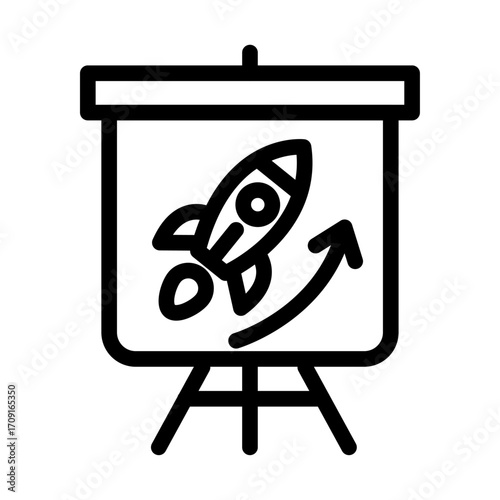 Pitch and Strategy Line Icon of Startup Ecosystem Icon Set