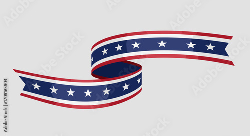 Flag Ribbon Vector Set - Red, White, and Blue with Stars