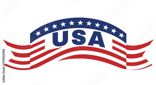 Flag Ribbon Vector Set - Red, White, and Blue with Stars