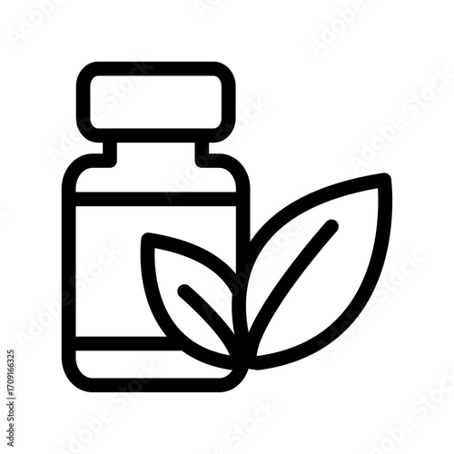Herbal Supplement Line Icon of Dietary Supplements Icon Set