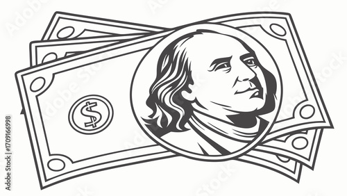 Illustration of a Portrait on Banknotes Money Finance Wealth and Business Concept.