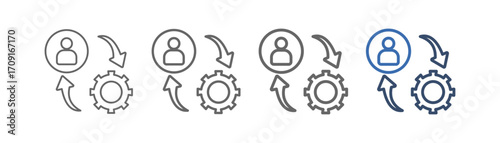 
Outline icon set workflow with avatar design, gears and left and right arrows