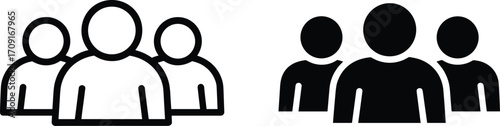 Group of people icon in outline and solid style, teamwork concept, community symbol, business collaboration, leadership, communication, corporate, organization design