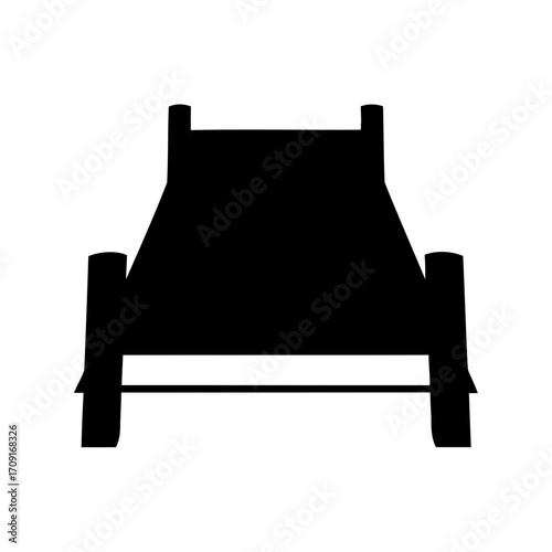 Silhouette of a Simple Bed Frame Against a White Background View
