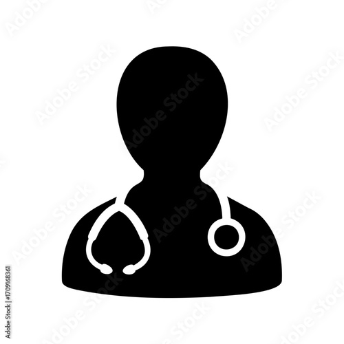 Silhouette of a doctor with a stethoscope, representing healthcare professionals
