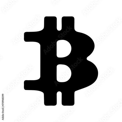 Minimalist Bitcoin Symbol Illustration on White Background Depicting Digital Currency