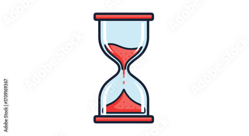 Modern hourglass vividly symbolizes precious time slipping away conveying urgency and the importance of every moment in a clean graphic style, Generative AI.