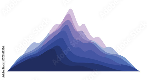 Abstract layered mountain peaks in gradient blues and purples creating a modern serene landscape for design inspiration, Generative AI.