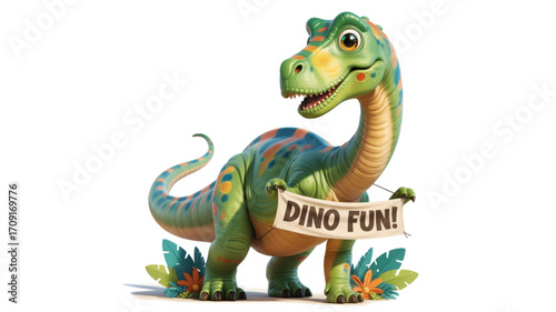 Cute cartoon dinosaur vector illustration for kids dinosaur party and dinosaur themed birthday design 100