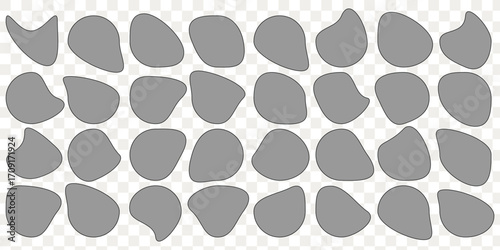 Organic shape liquid blob and irregular form in vibrant color. Abstract vector design. Trendy, modern splashes and fluid figures. Unique geometric style. Set of round blot form outlined. eps 10
