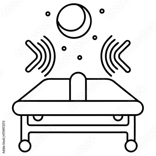 Modern Meditation Altar with Crescent Moon and Cosmic Energy Illustration in Minimalist Style