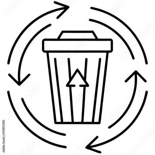 Recycle bin outline vector illustration promoting environmental sustainability and eco friendly practices for a greener future