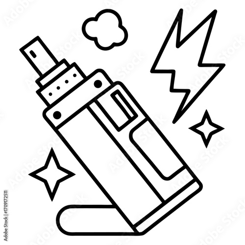 Vaping Device Illustration with Stars and Cloud Design Represents a Modern Lifestyle Choice Concept