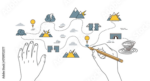 Strategizing complex business challenges charting a path through obstacles and opportunities with a clear vision for success, Generative AI.