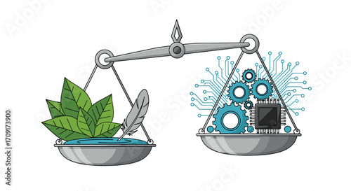 Balancing nature's delicate touch with powerful technological innovation for a sustainable future, Generative AI.