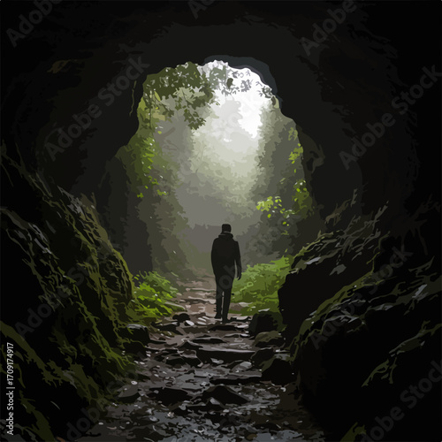 silhouette of a man standing on a rock