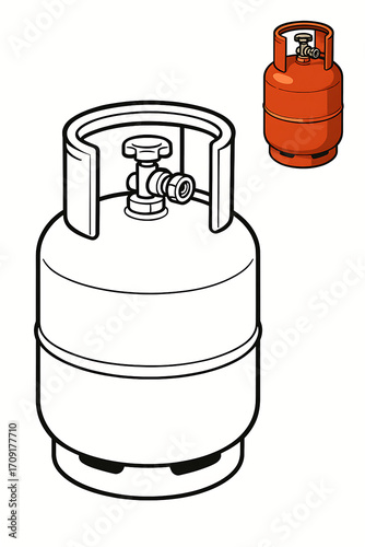 Orange Gas Cylinder Propane Tank Illustration.