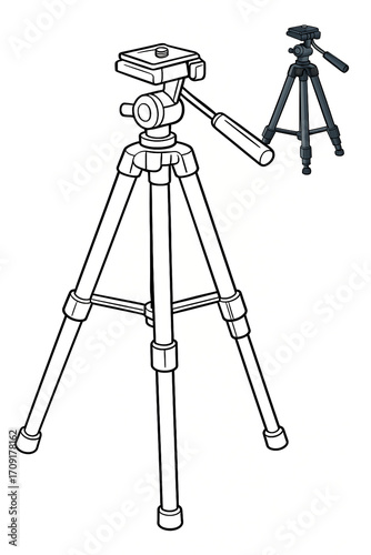 Professional Camera Tripod Equipment Illustration.